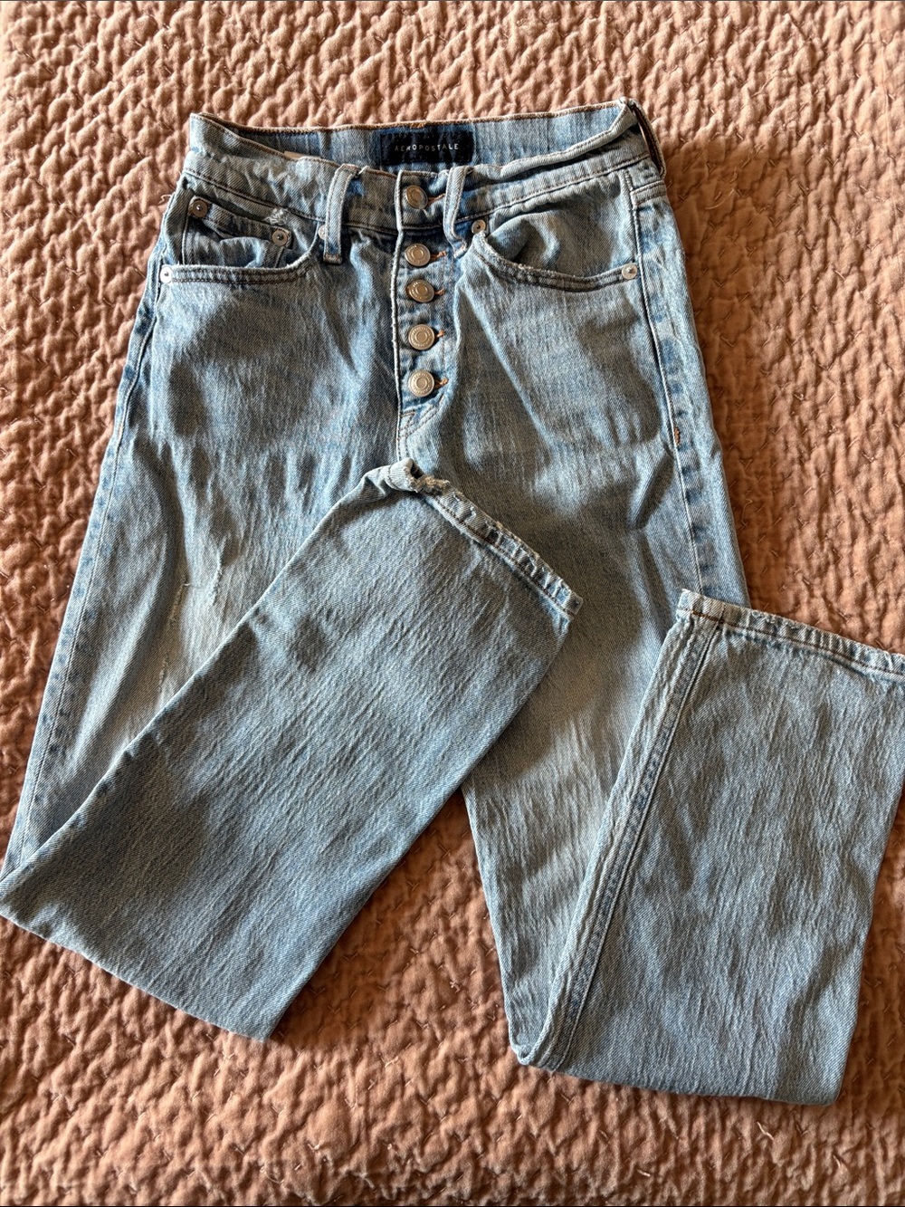 Aeropostale Light Blue High-Rise Button-Fly Jeans